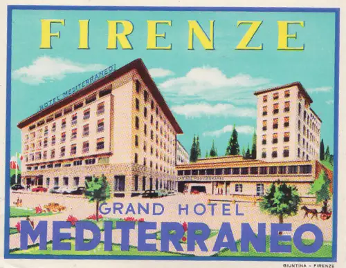 ITALIEN FLORENZ GEPÄCKANHÄNGER GRAND HOTEL MEDITERRANEO