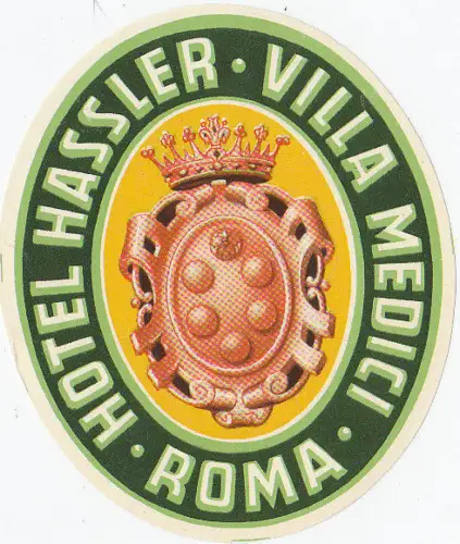 ITALIEN ROMA GEPÄCKANHÄNGER HOTEL HASSLER VILLA MEDICI
