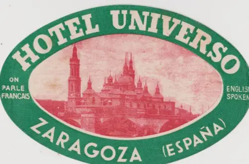 SPANIEN - Zaragoza - Hotel Universo Gepäckanhänger