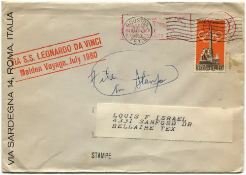 VON ITALIEN IN DIE USA, VIA SHIP SS LEONARDO DA VINCI, JUNGFERNREISE, JULI 1960 m