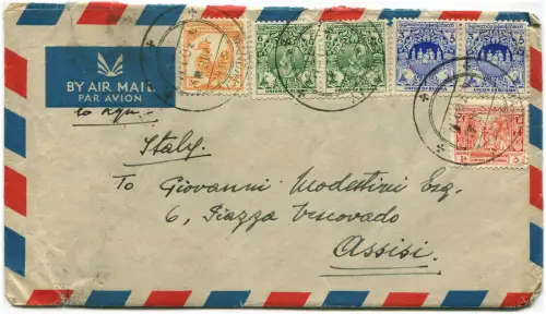 BURMA (MYANMAR), LUFTPOST, ANNUL MANDALAY, 1950, 6 BRIEFMARKEN UNION OF BURMA m