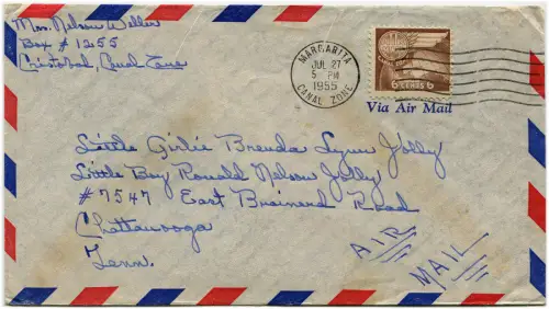 KANALZONE (PANAMA), ANNUL MARGARITA, 1955, LUFTPOST BRIEFMARKE 6 C m