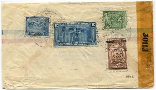 ECUADOR, LUFTPOST, GEPRÜFT VON 30113, CA. DIE ERSTEN 40ER JAHRE, 4 BRIEFMARKEN m