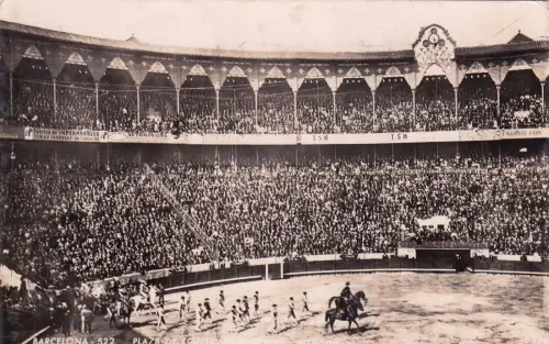 SPANIEN - Barcelona - Plaza de Toros - Interior - Foto Postkarte 1958