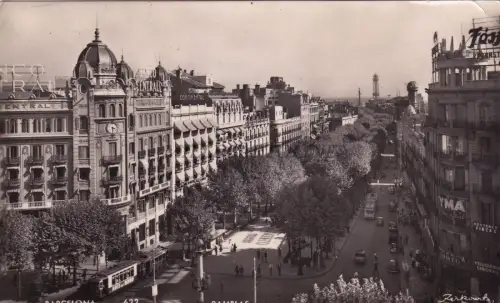 SPANIEN - Barcelona - Ramblas - Foto Postkarte 1955
