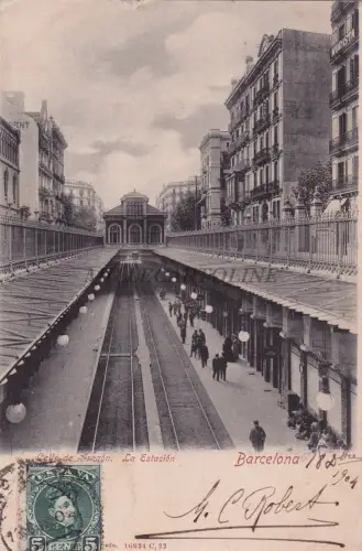 SPANIEN - Barcelona - Calle de Aragon - La Estacion 1904