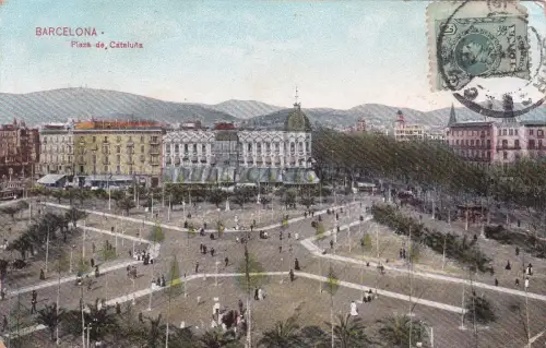 SPANIEN - Barcelona - Plaza de Cataluna 1926