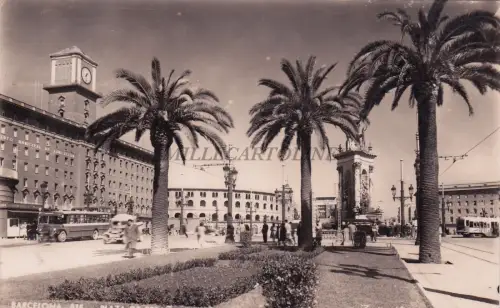 SPANIEN - Barcelona - Plaza de Espana - Foto Postkarte 1959