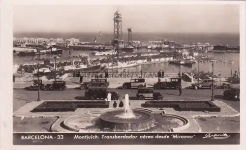 SPANIEN - Barcelona - Montjuich - Flugzeugtransfer Miramar - Foto Postkarte