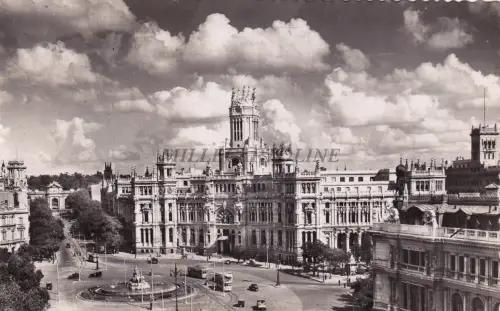 SPANIEN - Madrid - Plaza Cibeles und Palacio Comunicaciones - Foto Postkarte 1953