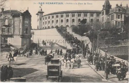SPANIEN - San Sebastian - Aufstieg zur Stierkampfarena 1909