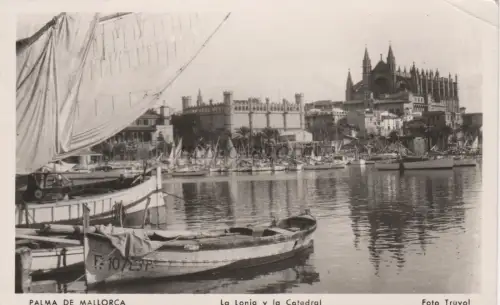 SPANIEN - Palma de Mallorca - La Lonja y la Catedral - Foto Postkarte 1952