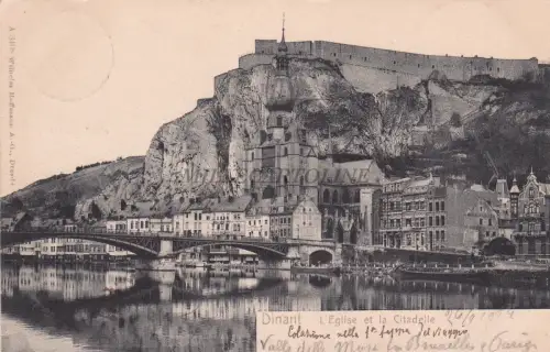 BELGIEN - Dinant - Die Kirche und die Zitadelle 1904