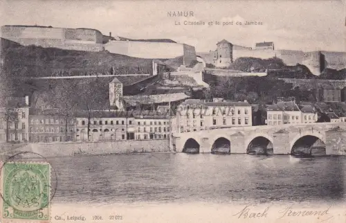 BELGIEN - Namur - Die Zitadelle und die Beinbrücke 1908