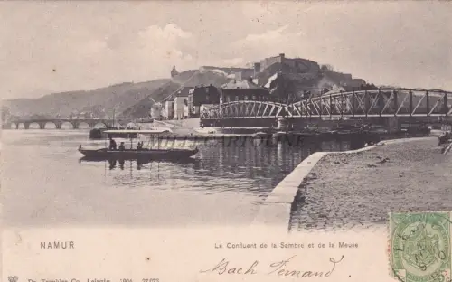 BELGIEN - Namur - Der Zusammenfluss von Sambre und Maas 1908