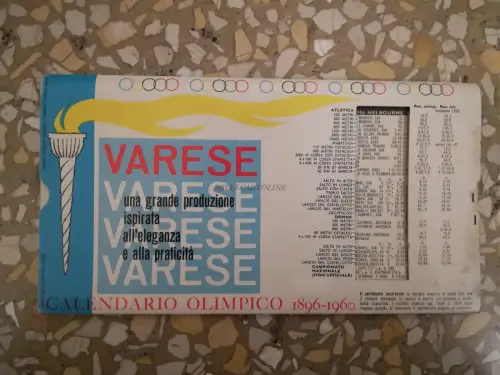 SCHUHFABRIK VARESE - Olympischer Kalender von 1896 bis 1960 auf zwei beweglichen Karten