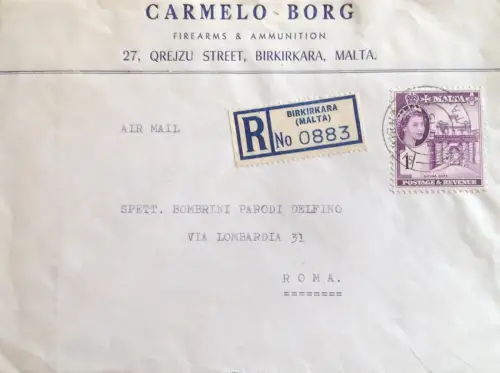 § BIRKIRKARA (MALTA) 1969 - EINSCHREIBEN NACH ROM