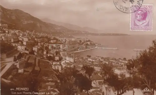 MONACO - Blick auf Monte Carlo und den Hafen - Real Photo