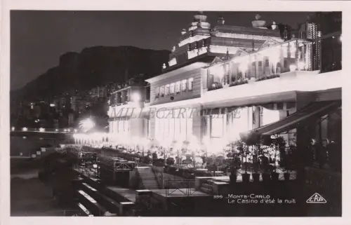 MONACO - Monte Carlo - Le Casino d'été la Nuit - Real Photo C.A.P.