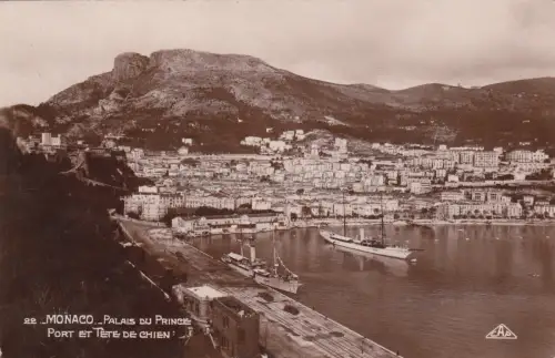 MONACO - Der Prinzpalast - Hafen und Hundekopf - Foto Postkarte