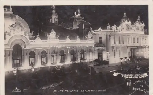 MONACO - Monte Carlo - Le Casino Illuminé - Real Photo C.A.P. 1931