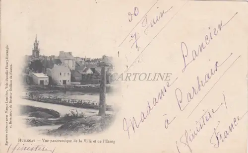 FRANKREICH - Huelgoat - Panoramablick auf die Stadt und den Teich 1900