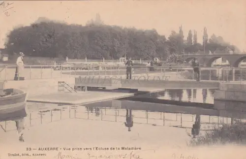 FRANKREICH - Auxerre - Blick auf die Schleuse de la Maladiere 1904