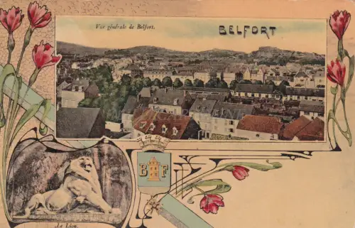FRANKREICH - Belfort - Vue Generale - Blumenillustration 1909