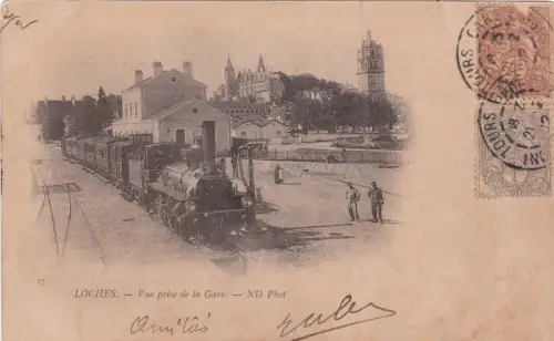 FRANKREICH - Loches - Ansicht vom Bahnhof - Zug 1902