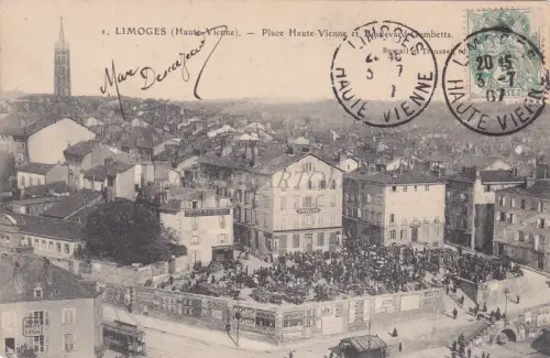 FRANKREICH - Limoges - Place Haute Vienne et Boulevard Gambetta 1907