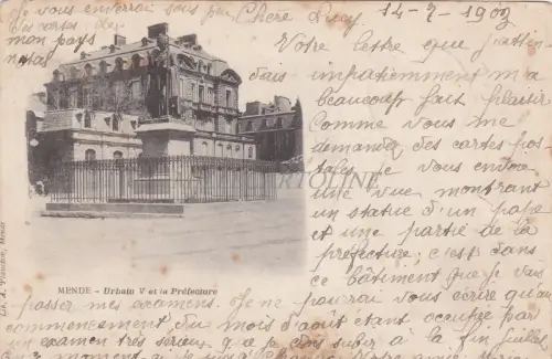 FRANKREICH - Mende - Urban V et la Prefecture 1903