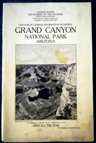 GRAND CANYON NATIONAL PARK ARIZONA - Reiseführer Broschüre mit Karte und Fotos 1928