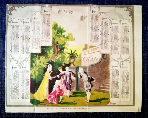 EDOARDO SONZOGNO MILANO - Kalender 1877 Dame e Cavalieri del '700 Bricchi