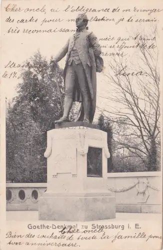 FRANKREICH - Strassburg Straßburg - Goethe Denkmal 1905