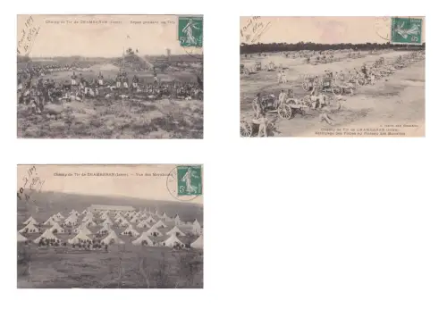 FRANKREICH - Chambaran, Champ de Tir, Isère - 3 Postkarten 1909