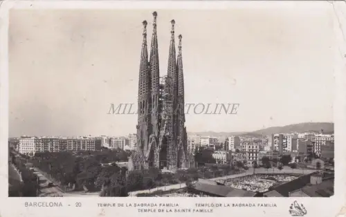 SPANIEN - Barcelona, Tempel der Sagrada Familia - Foto Postkarte 1934