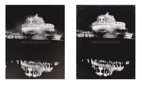 ROM - Castel Sant'Angelo Notturno, 2 Foto Reportage Agenzia G. Cavallari 1950