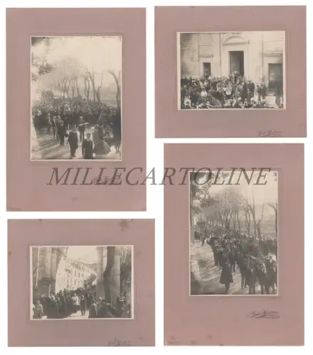 SUBIACO - Trauerzug - 4 Fotos auf Karton Giulio Baldieri 