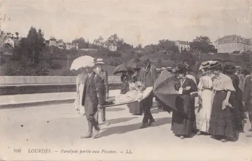 FRANKREICH - Lourdes, Lähmung in den Schwimmbädern 1913