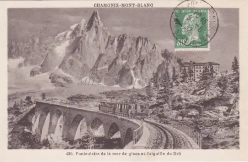 FRANKREICH - Chamonix Mont Blanc, Standseilbahn Eismeer und Dru-Nadel 1932