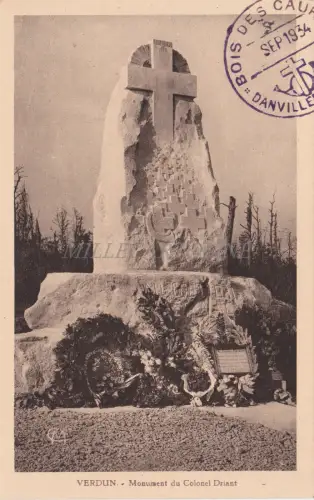 FRANKREICH - Verdun, Monument du Colonel Driant Bois des Caures 1934 Mark