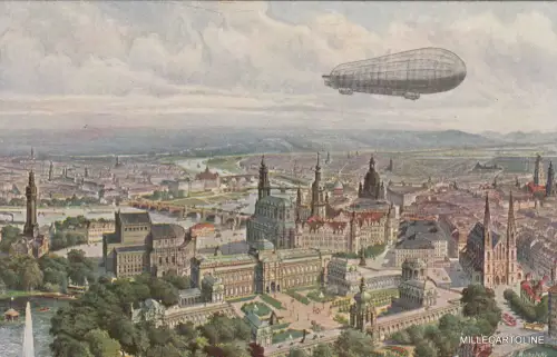 * GERMANY - Dresden - Zeppelin Ansicht vom Zwinger, Opernghaus, Schloss..
