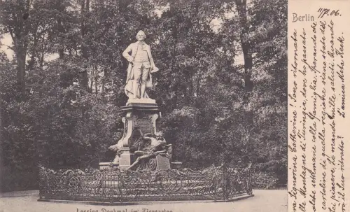 DEUTSCHLAND - Berlin - Lessing-Denkmal im Tiergarten 1906