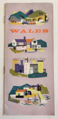 WALES - Tourismusbroschüre mit Illustrationen und Fotos 1957