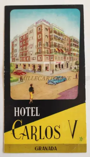 GRANADA SPANIEN - Hotel Carlos V, Prospekt mit Karte und Illustrationen
