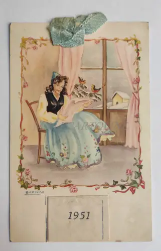 KALENDER auf Karton 1951 Illustratore Barnini