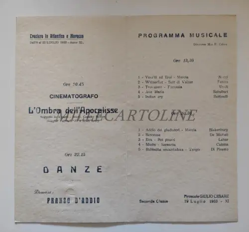 GIULIO CESARE - Musikprogramm 1933 G.P.
