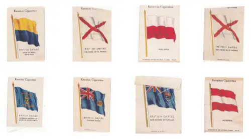 KENSITAS ZIGARETTEN - Britisches Empire, Polen, Österreich, 8 Tissue Flags Lot