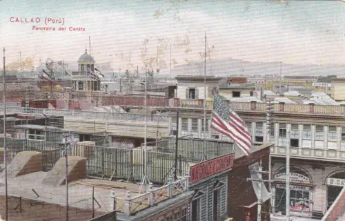 PERU - Callao, Panorama del Centro, USA Flag Grace Company