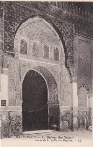 MAROKKO - Marrakesch - La Médersa Ben Youssel, Porte de la Salle des Prères